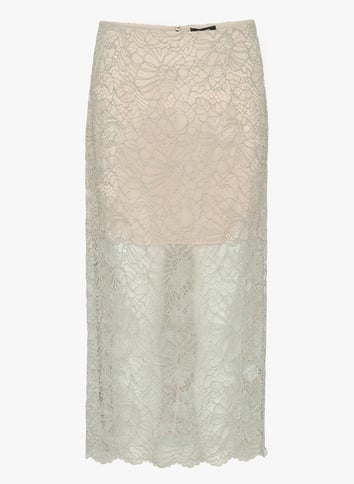 Lace midi skirt ROTATE Grey